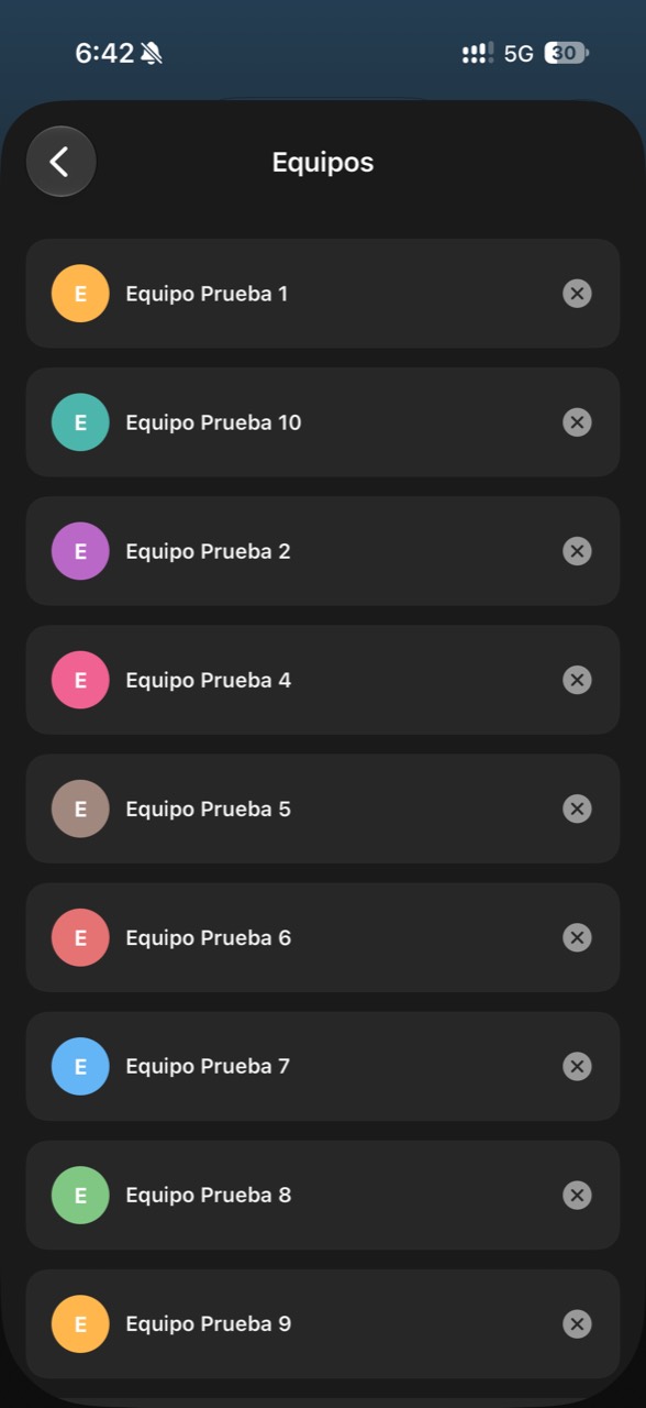 Equipos participantes de una liga en Onzio