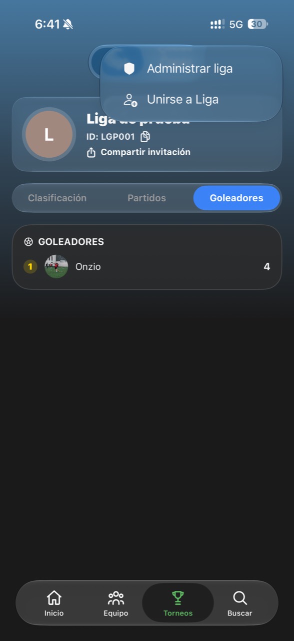 Goleadores de una liga en Onzio